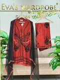 Chic Red Rayon Embellished 3-Piece Suit Set 1205