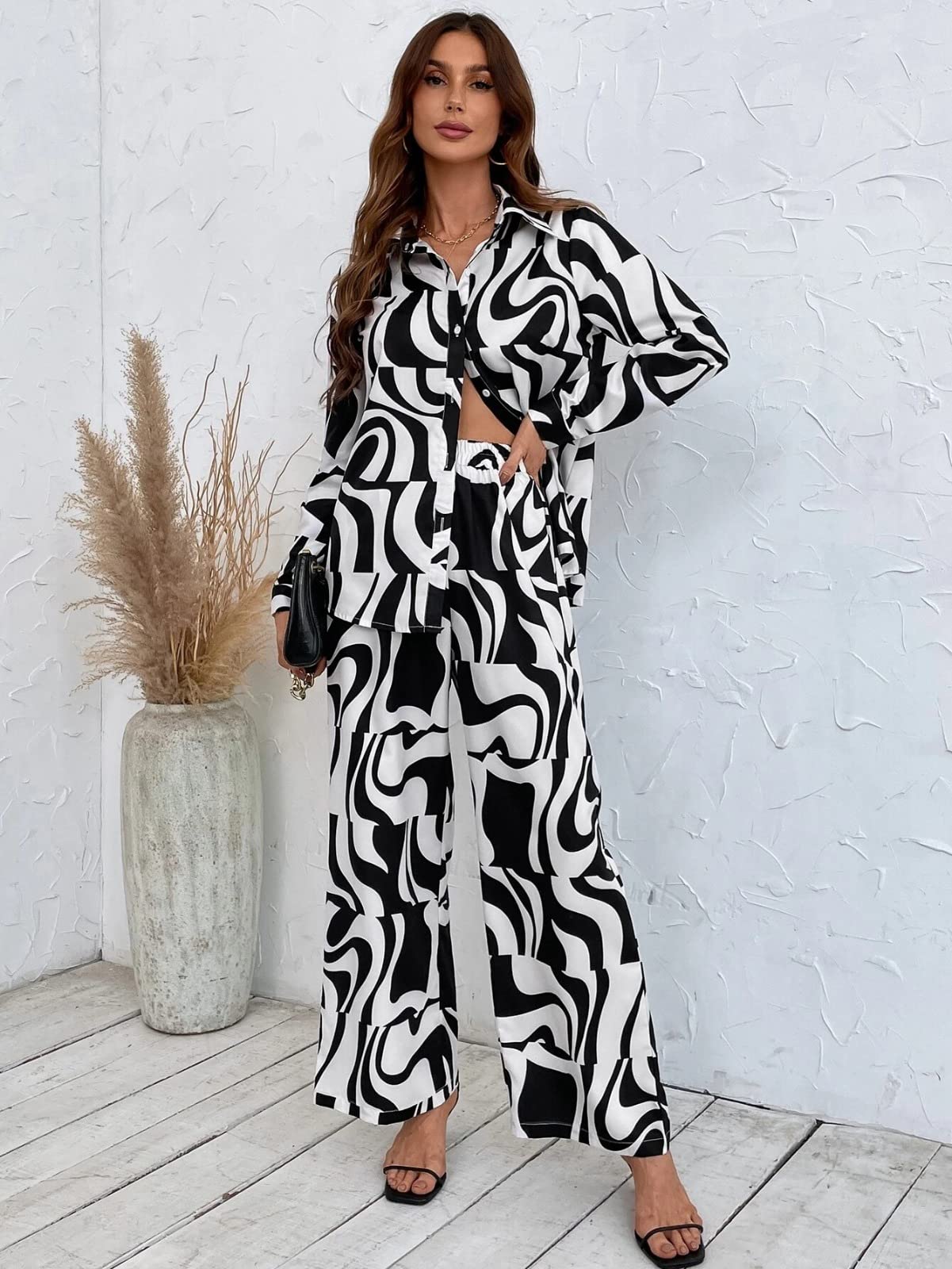 Women Co Ord Set | Printed Shirt & Bottom Set for Women| Straight Printed Pant| Women Two-Piece Outfits