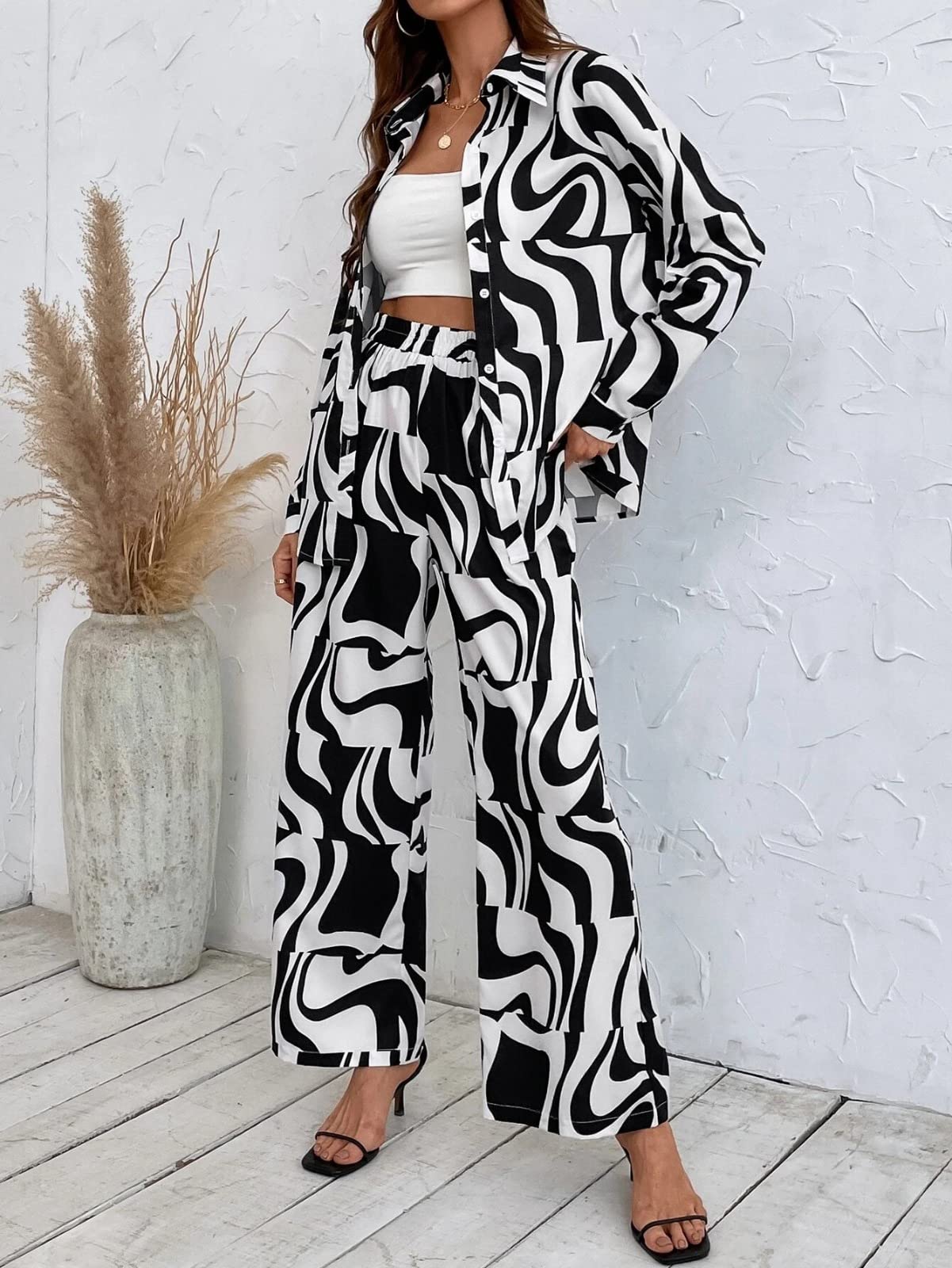 Women Co Ord Set | Printed Shirt & Bottom Set for Women| Straight Printed Pant| Women Two-Piece Outfits