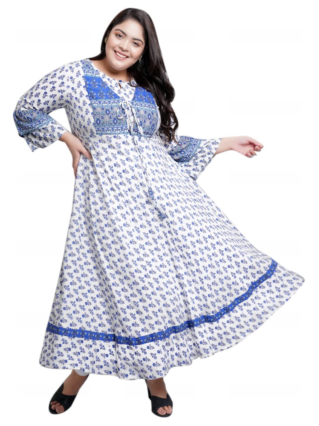 Women's Rayon Floral Printed Anarkali Kurta Dress