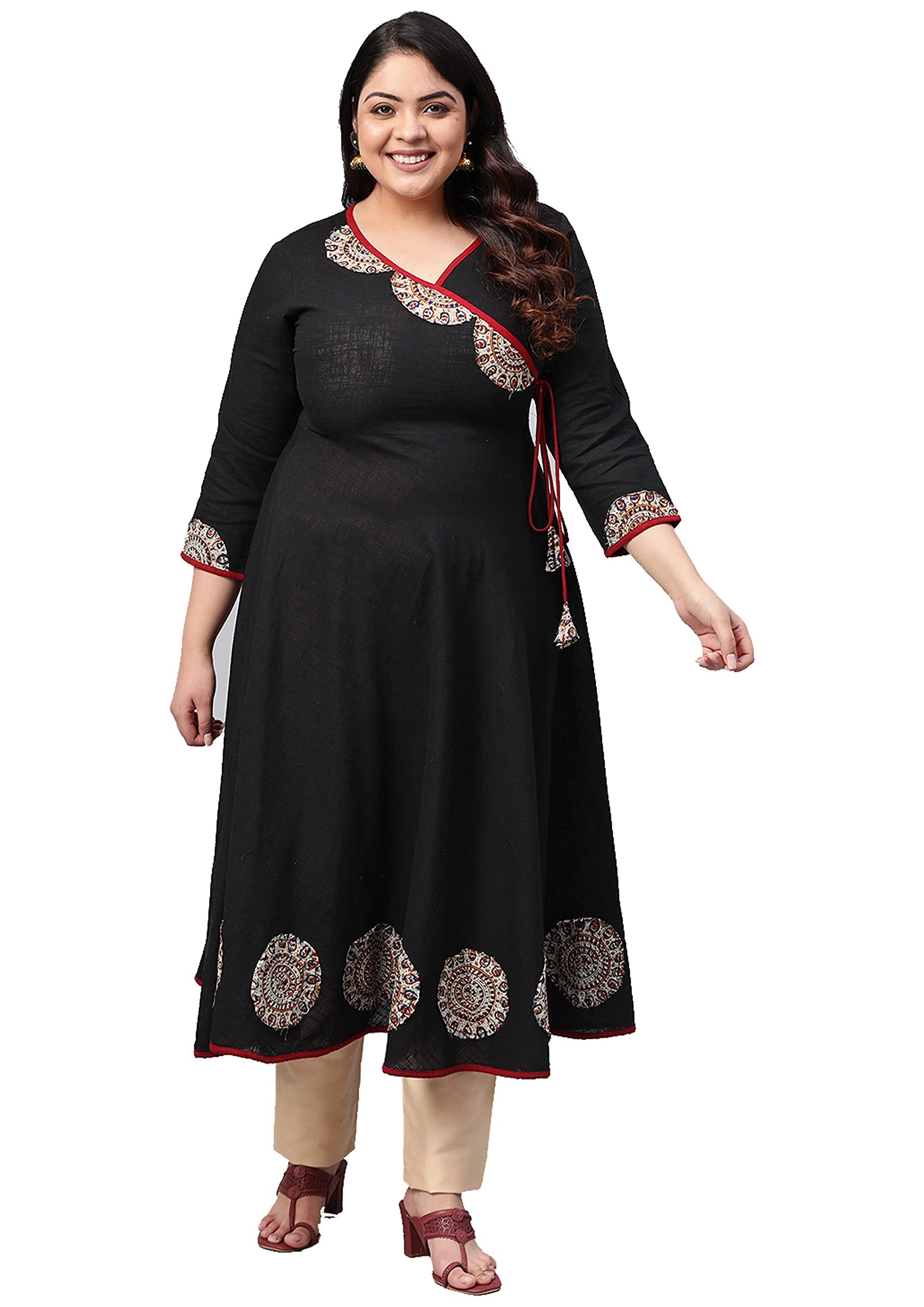 Evas Women's Cotton Angrakha Kurta