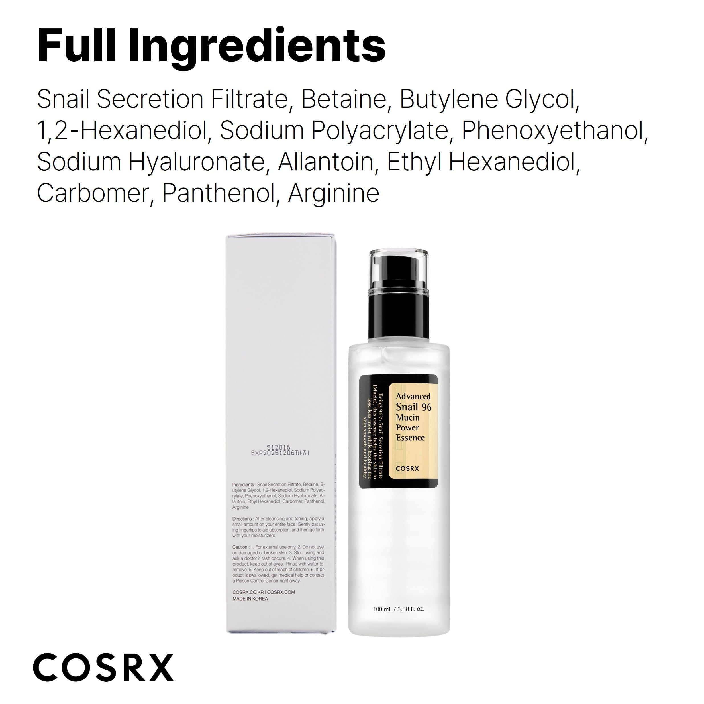 COSRX Snail Mucin 96% Power Repairing Essence 3.38 fl.oz 100ml