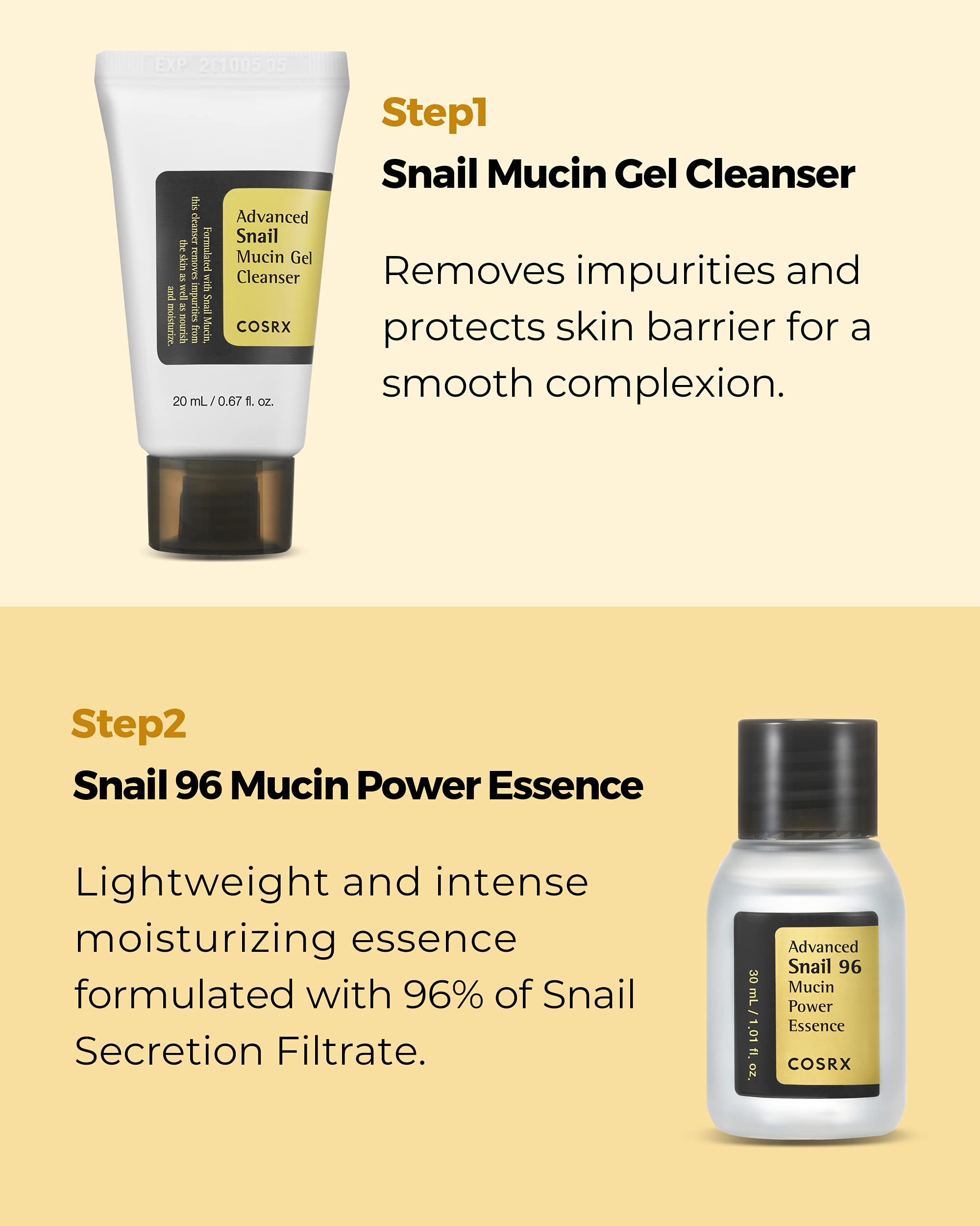 COSRX All About Snail Korean Skincare | TSA Approved Travel Size