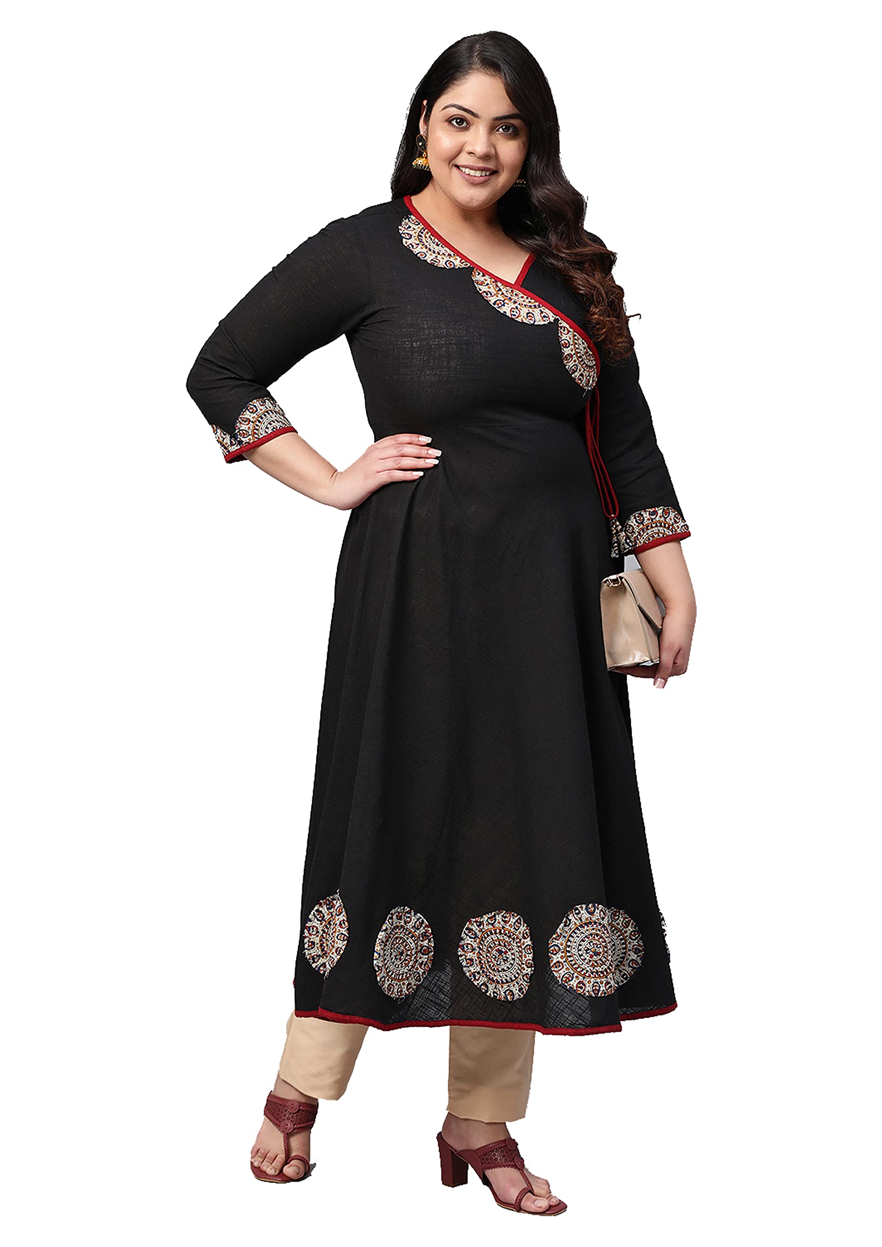 Evas Women's Cotton Angrakha Kurta