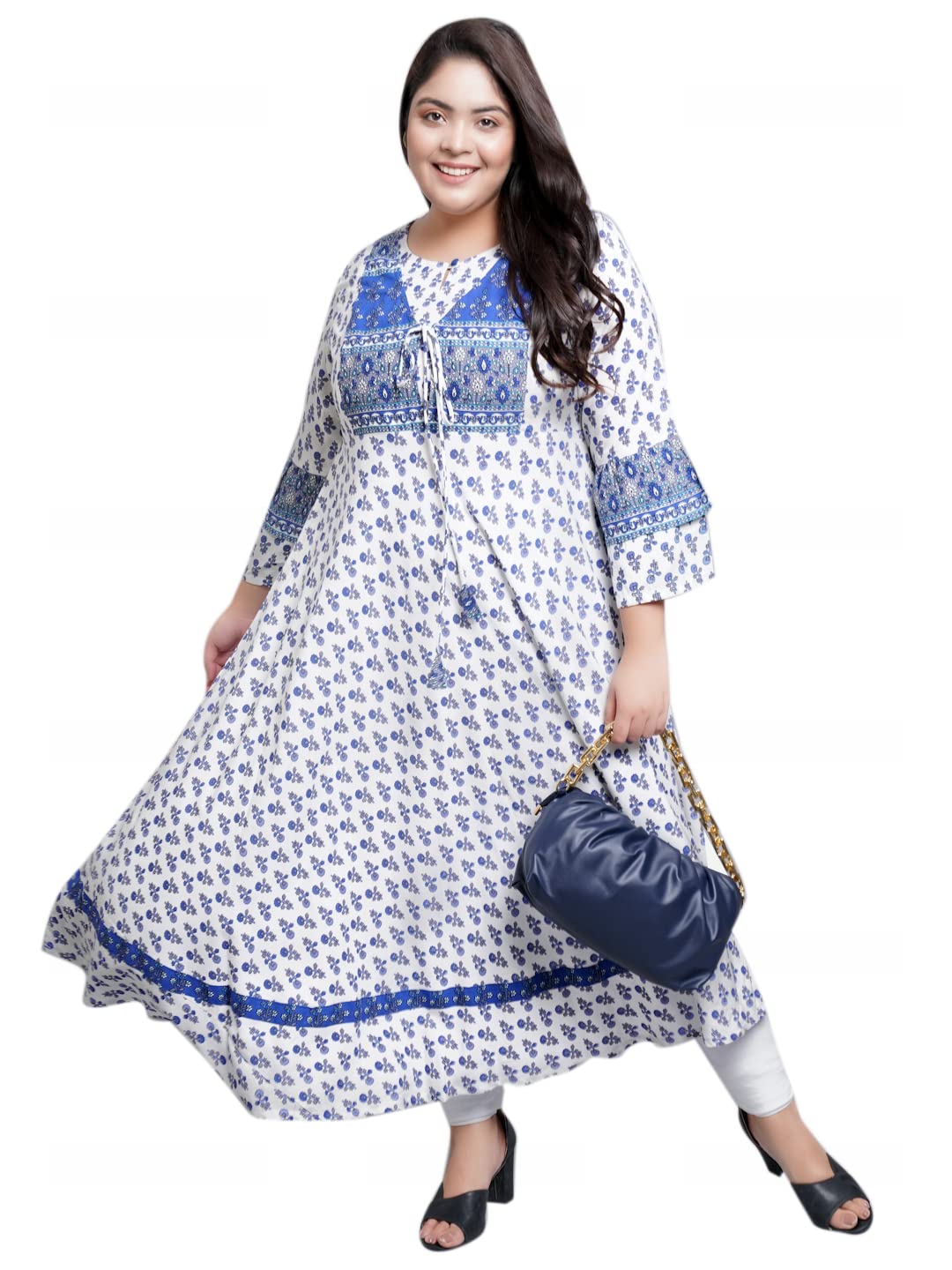 Women's Rayon Floral Printed Anarkali Kurta Dress