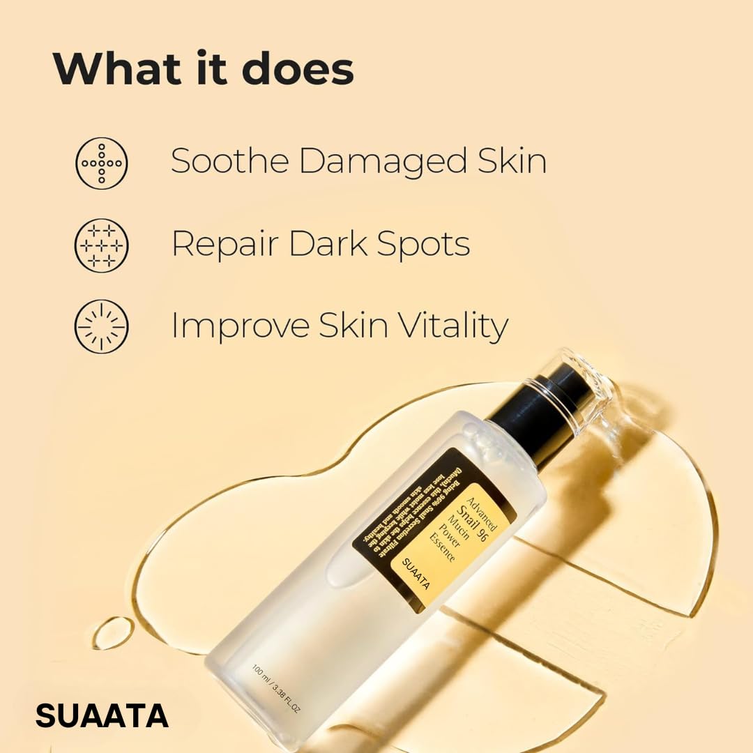 SUAATA Snail Mucin 96% Power Repairing Essence 3.38 fl.oz 100ml