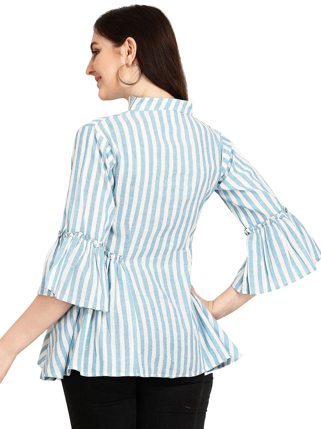 Eva's Fashion Women's Rayon Sparkle Lining Tops Shimmer Glitter Loose Collor Long Butterfly Sleeve Party Tunic Dressy Tops