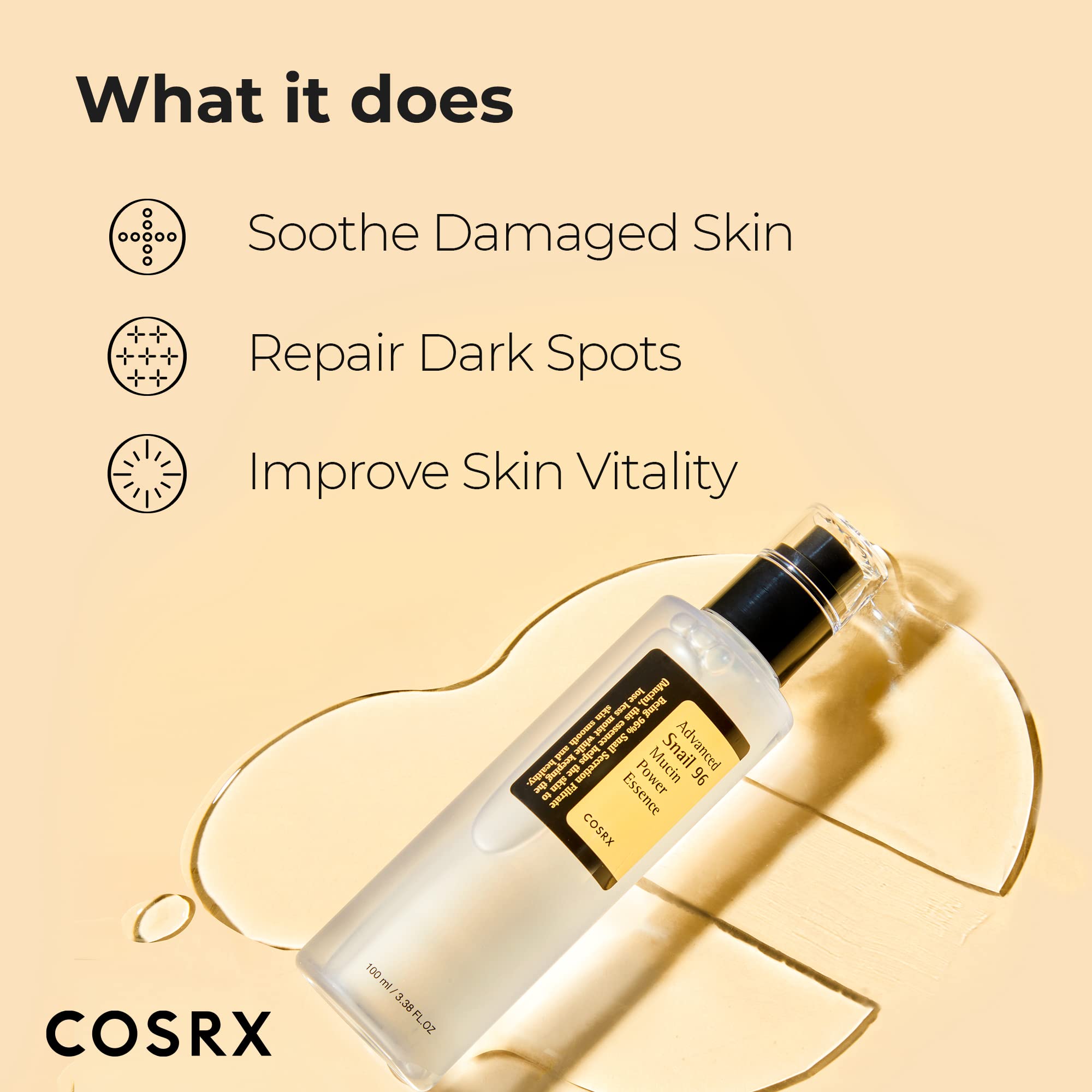 COSRX Snail Mucin 96% Power Repairing Essence 3.38 fl.oz 100ml