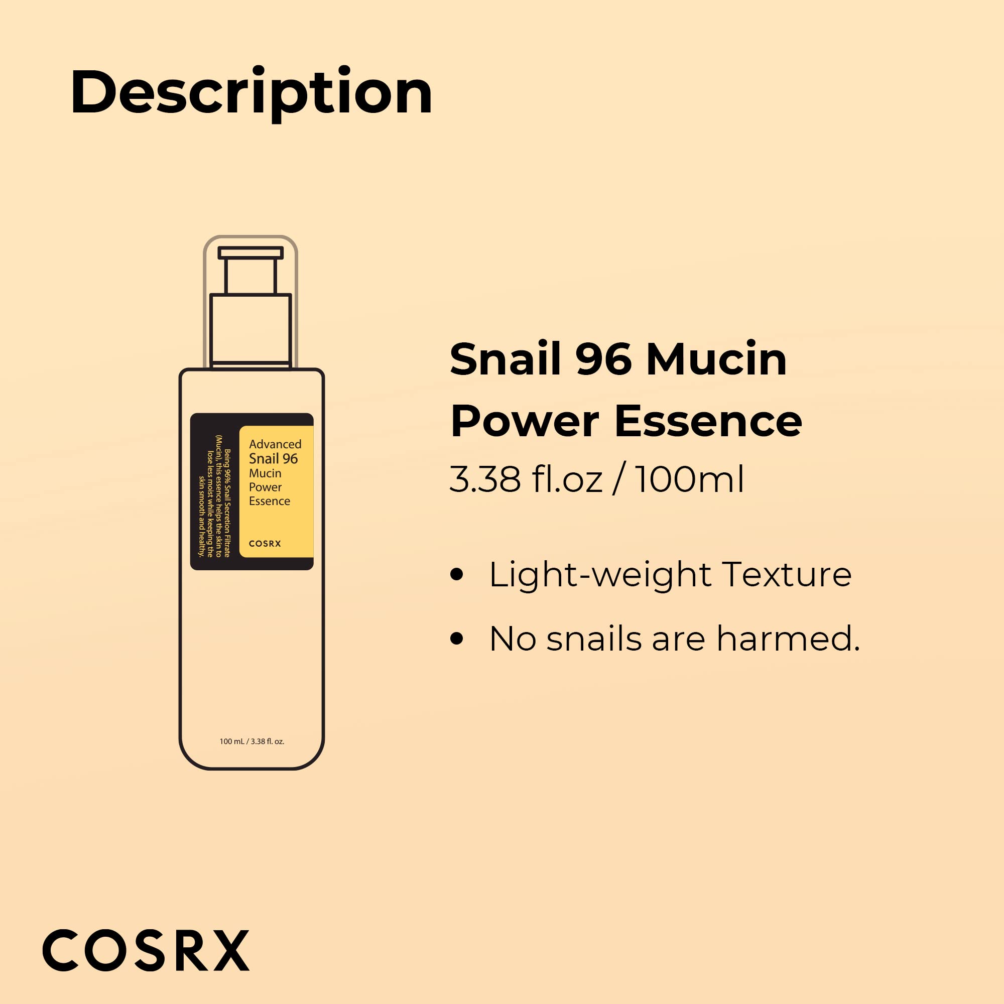COSRX Snail Mucin 96% Power Repairing Essence 3.38 fl.oz 100ml
