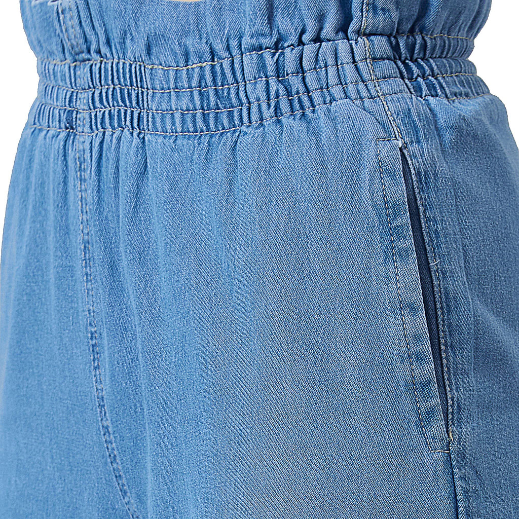 High Rise Elasticated Waistband Wide Leg Jeans