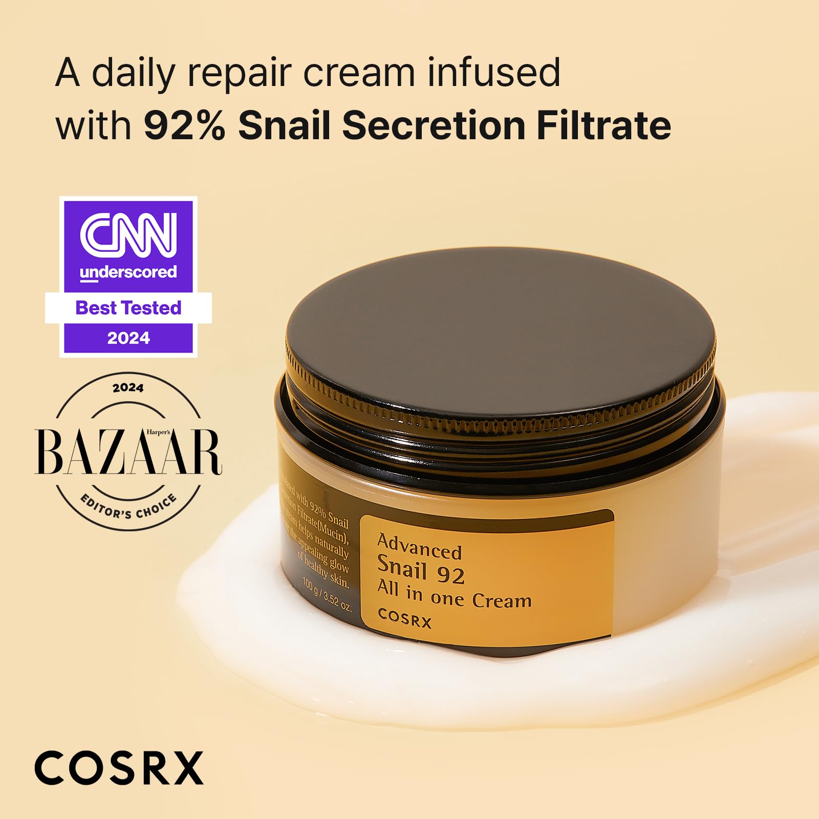 COSRX Snail Mucin 92% Moisturizer 3.52oz/ 100g