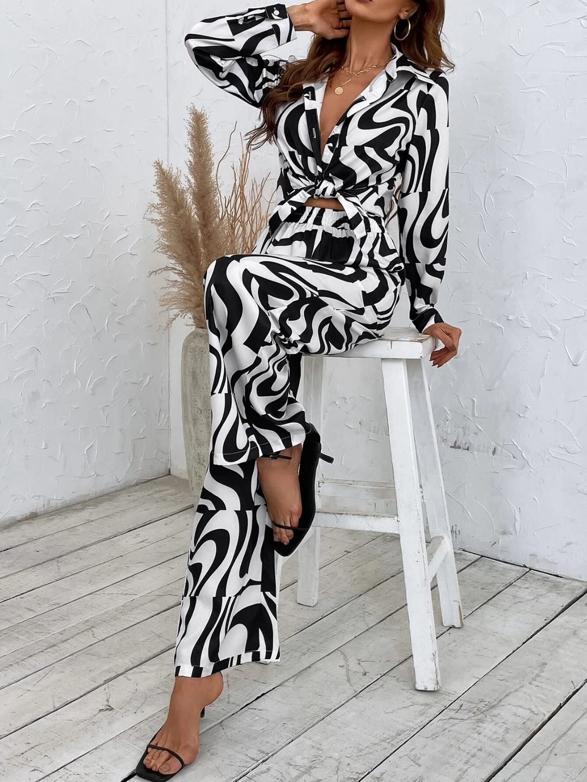 Women Co Ord Set | Printed Shirt & Bottom Set for Women| Straight Printed Pant| Women Two-Piece Outfits