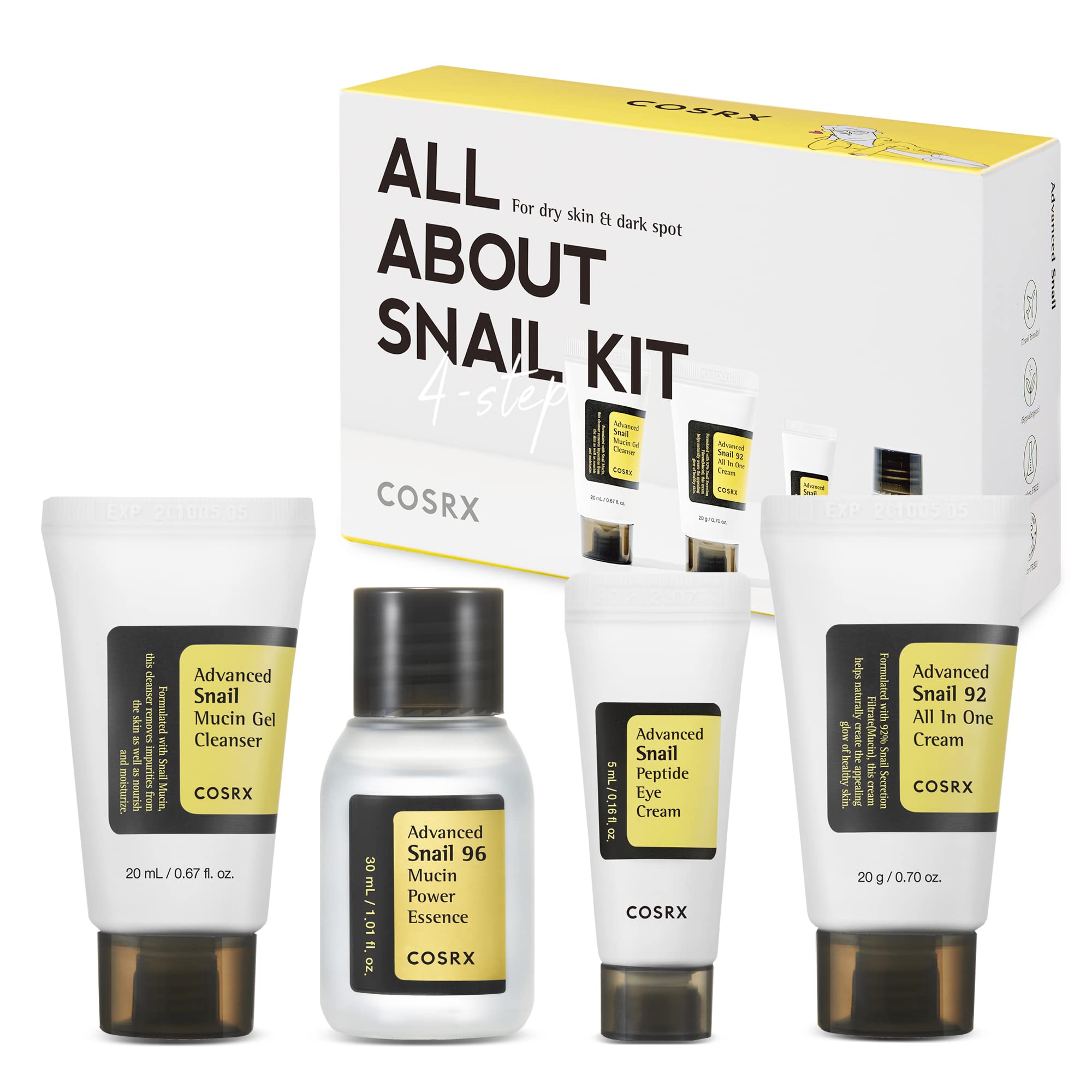 COSRX All About Snail Korean Skincare | TSA Approved Travel Size
