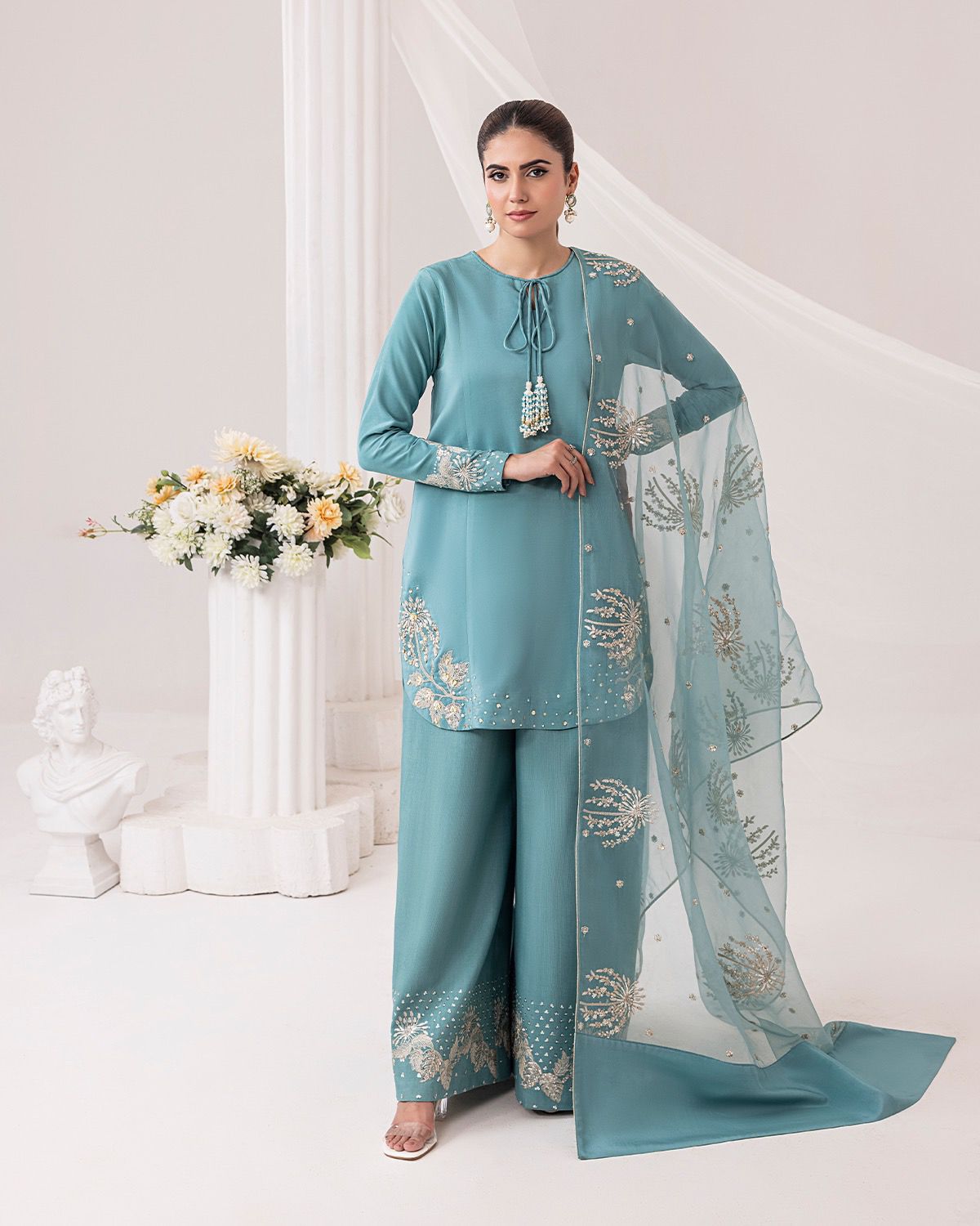 Celeste Bloom Embroidered Designer Suit Set 1046