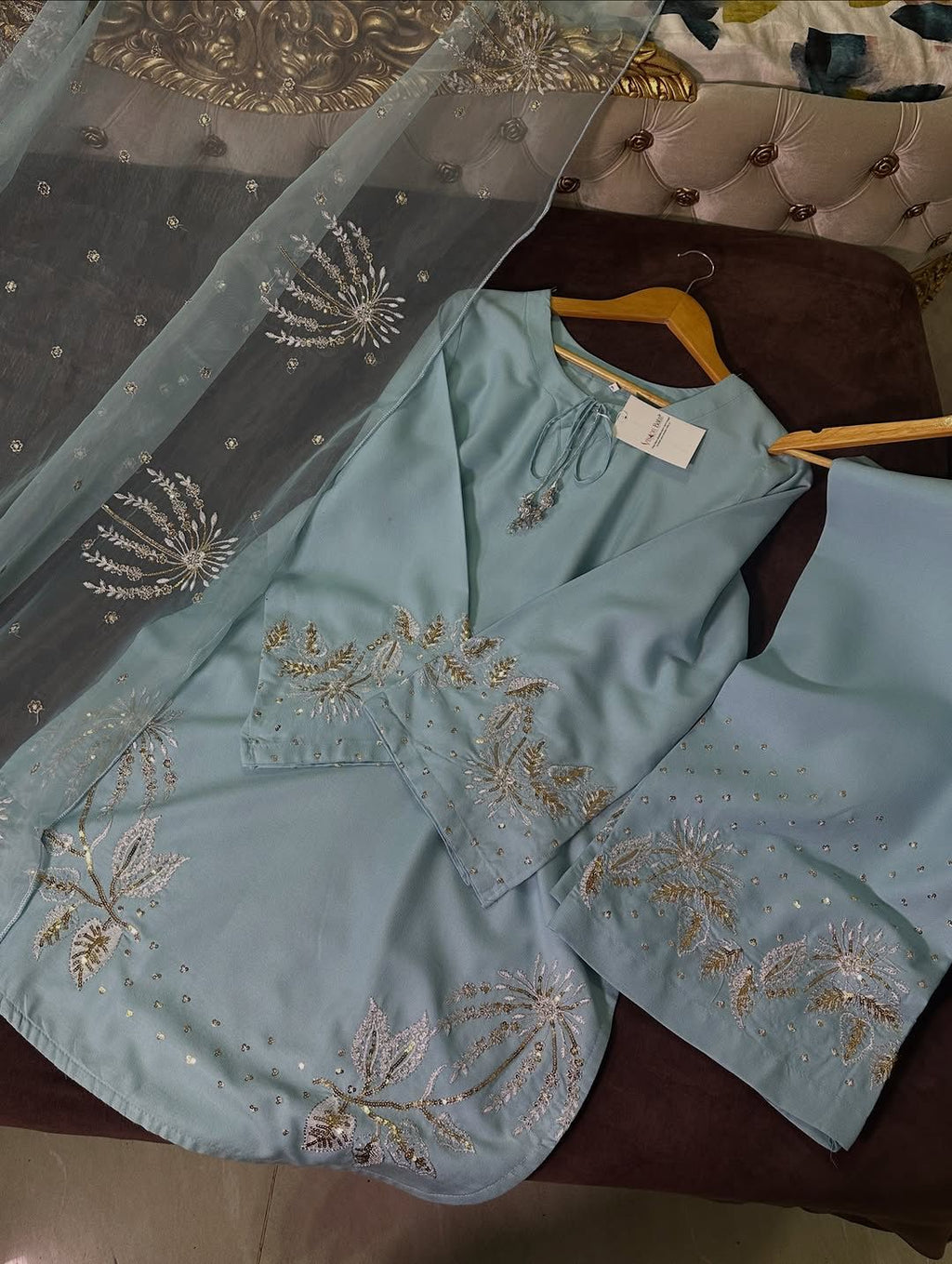 Celeste Bloom Embroidered Designer Suit Set 1046