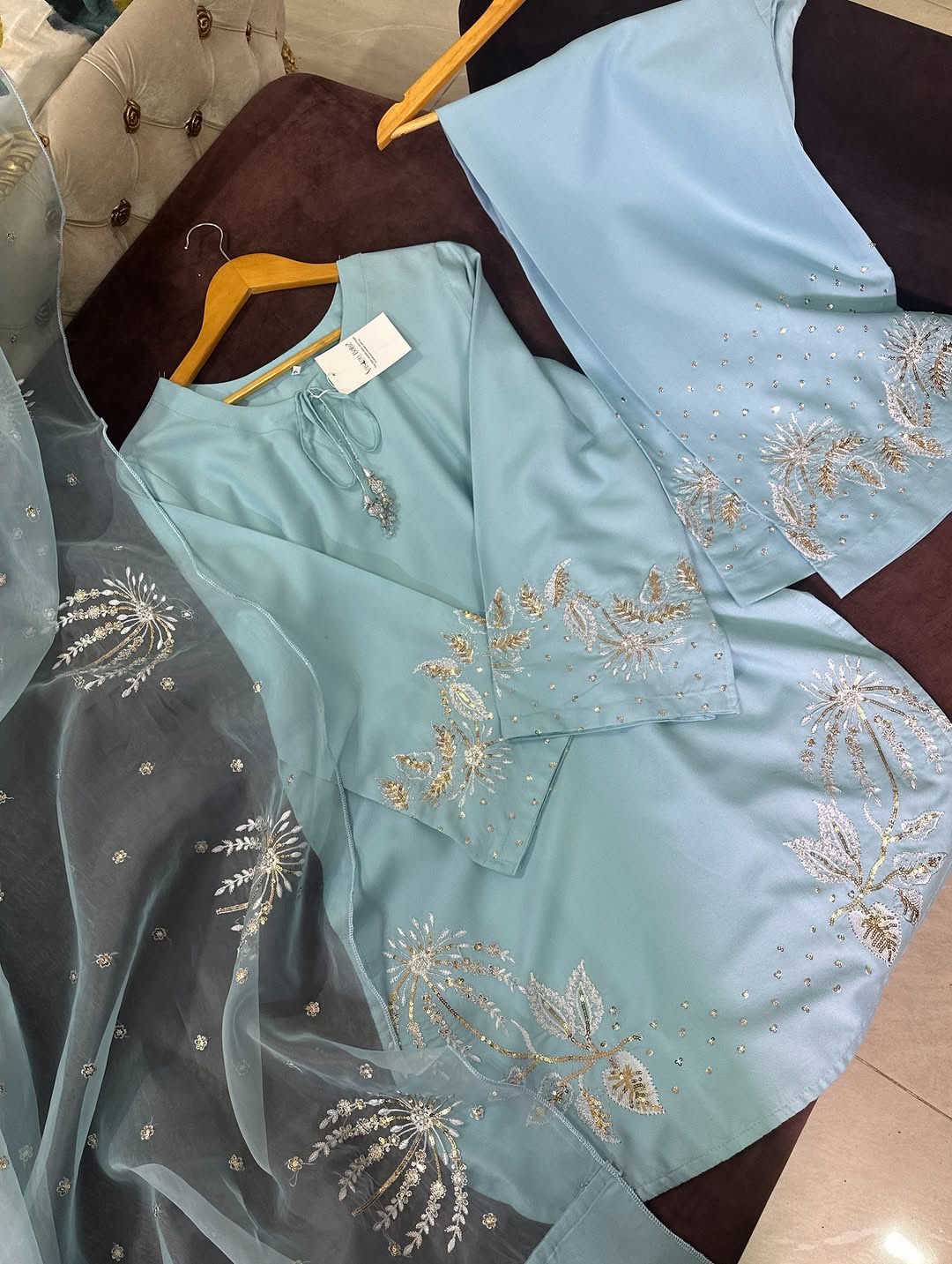 Celeste Bloom Embroidered Designer Suit Set 1046