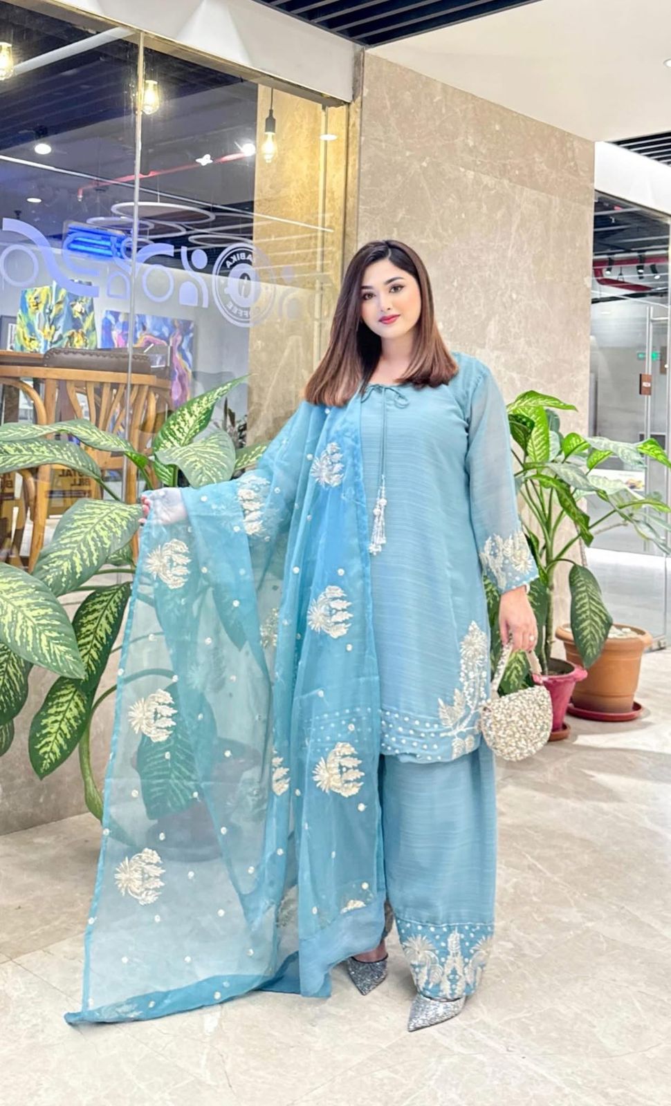 Celeste Bloom Embroidered Designer Suit Set 1046