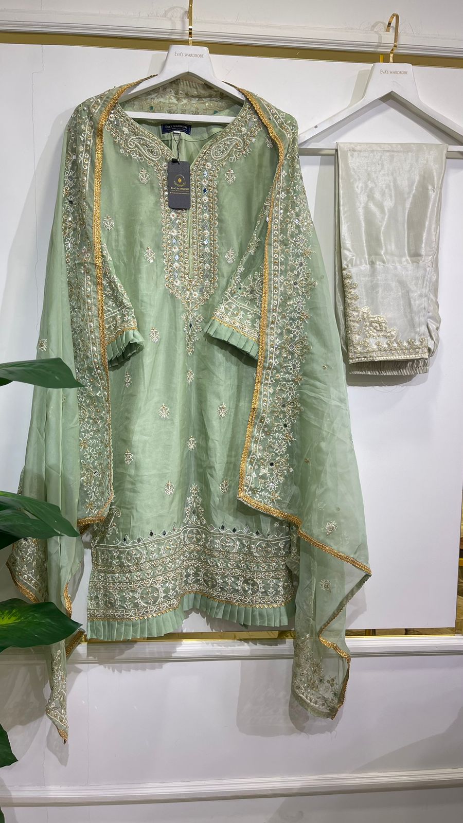 Eva's Pastel Green Organza Formal