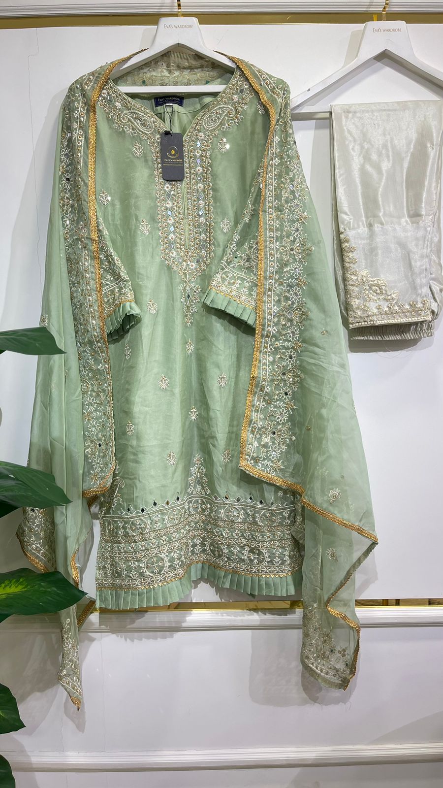 Eva's Pastel Green Organza Formal